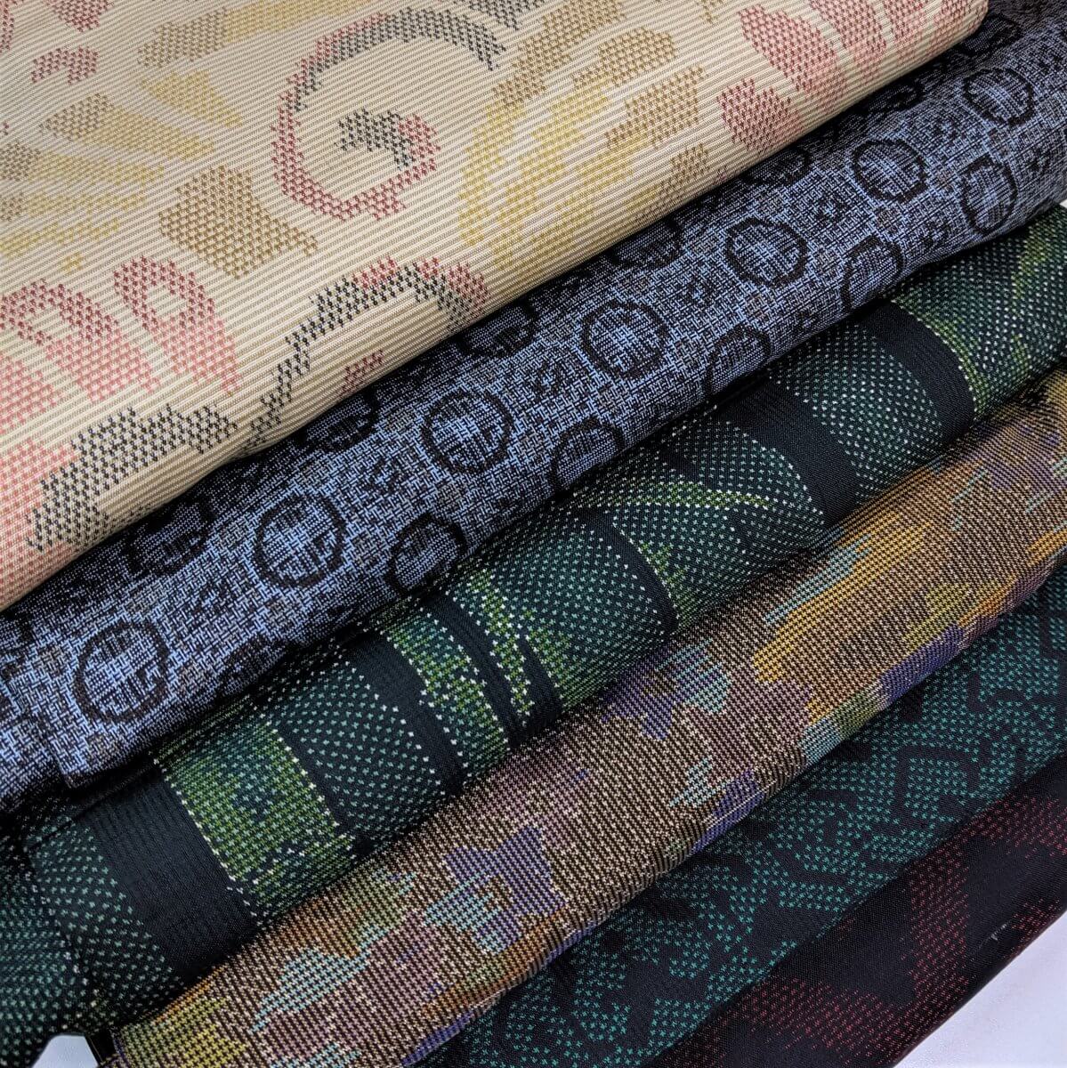 現代の服地にはない、色・柄・素材 質の高い素材、上品で優雅な色柄を 着物だけにとどまらずお洋服に再現